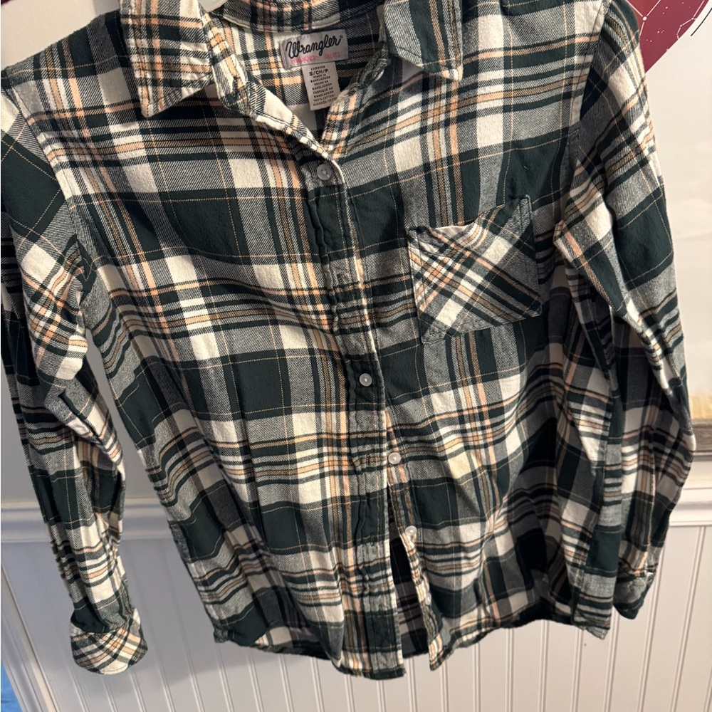 Wrangler Forest Green and Cream Plaid Shirt